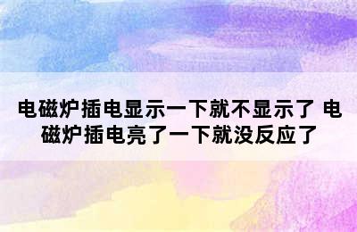 电磁炉插电显示一下就不显示了 电磁炉插电亮了一下就没反应了